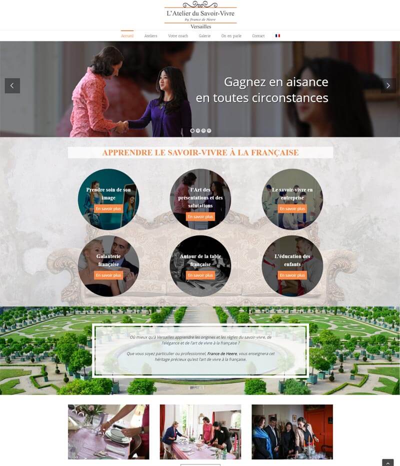 Aperçu page d'accueil Atelier savoir-vivre